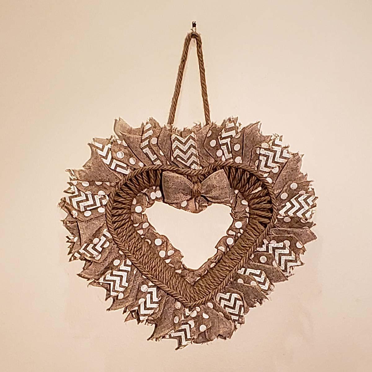Custom Burlap Heart Wreath w/Initial - Spouse-ly